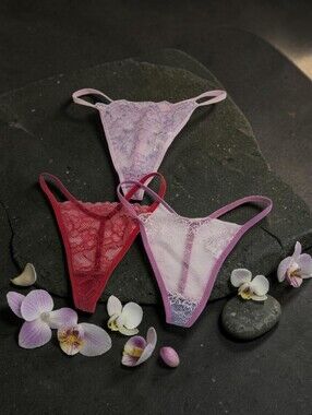 Lace Thong Set - Pink, Lavender & Red Women’s Intimates